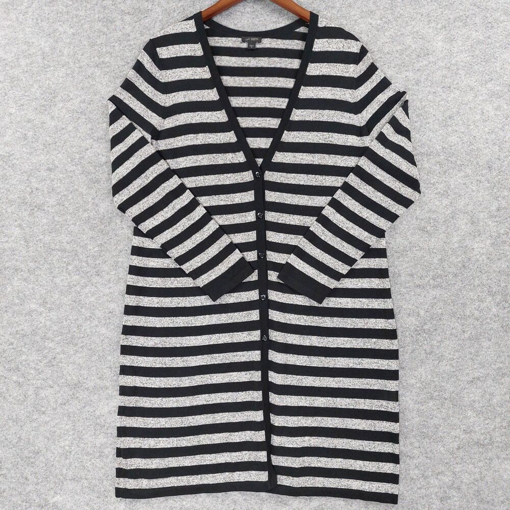 J Jill Sweater Womens Sz M Striped Long Cardigan Wearever Collection Logenlook